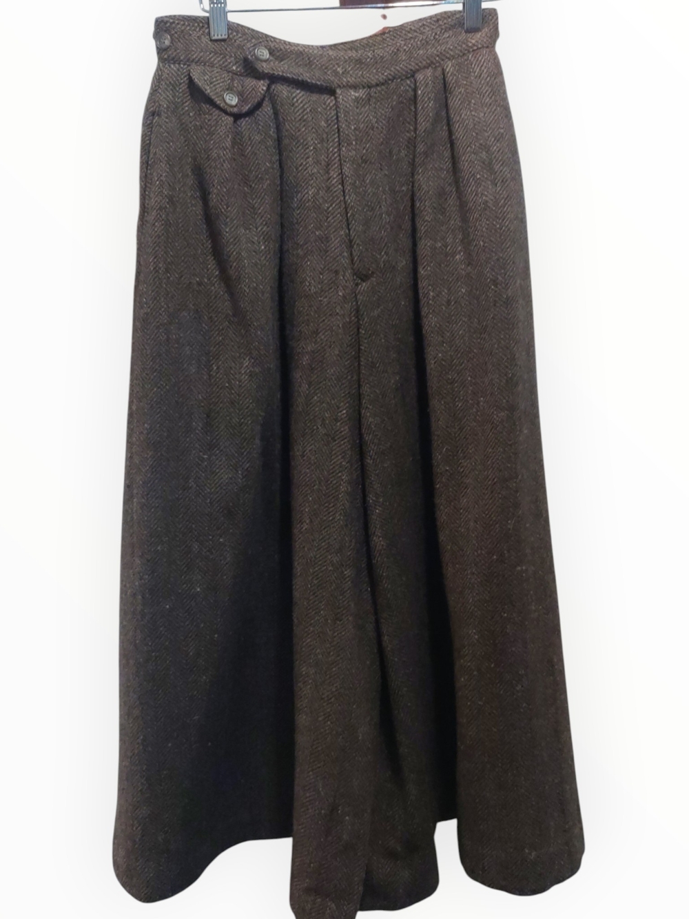 Vintage, Ralph Lauren Brown Herringbone Tweed Wool Pants, Size 10